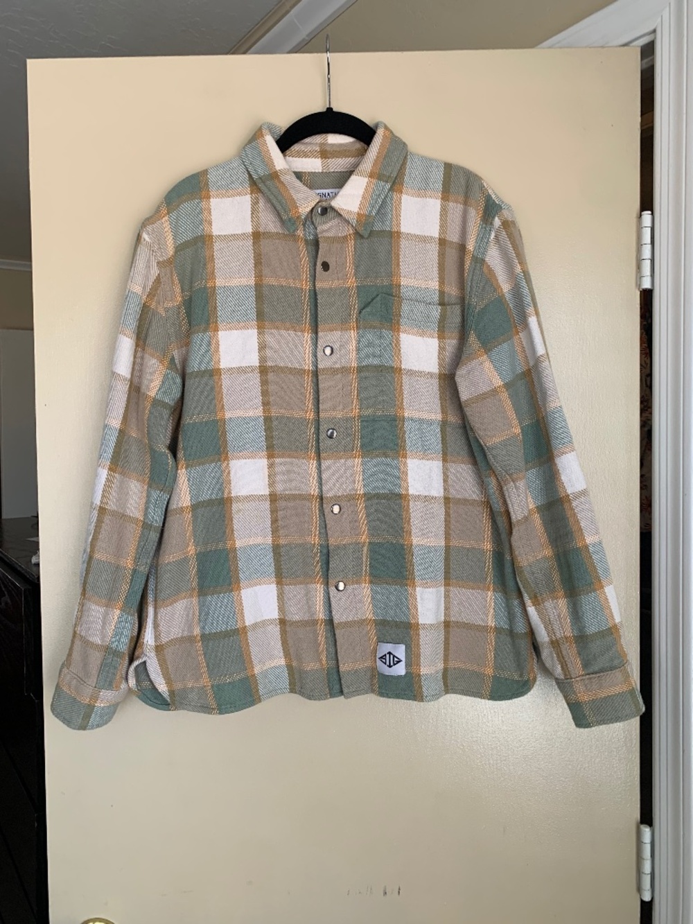 Signature Innovation Group Plaid Baja Shirt Jacket Sage Made USA Sz. M